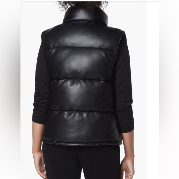 NWT! Marc New York Performance by Andrew Marc PUFFER VEST Faux Leather black new - Picture 7 of 15